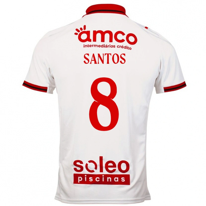 Danxen Niño Camiseta Vicente Santos #8 Blanco Rojo 2ª Equipación 2025/26 La Camisa México