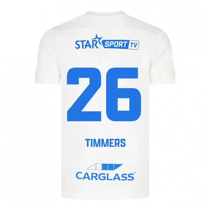 Danxen Niño Camiseta Sebastiaan Timmers #26 Blanco Azul 2ª Equipación 2025/26 La Camisa México