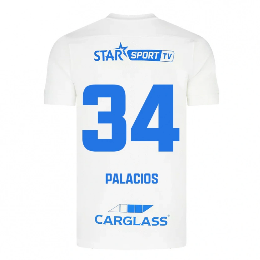 Danxen Niño Camiseta Adrián Palacios #34 Blanco Azul 2ª Equipación 2025/26 La Camisa México