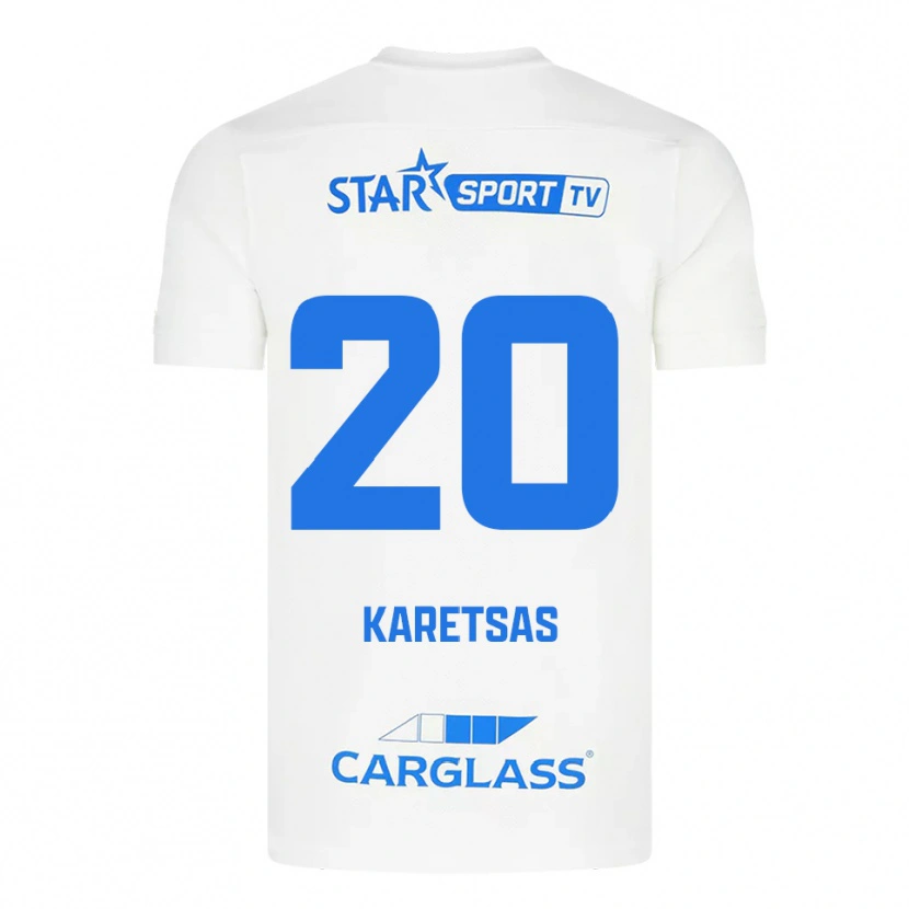 Danxen Niño Camiseta Konstantinos Karetsas #20 Blanco Azul 2ª Equipación 2025/26 La Camisa México