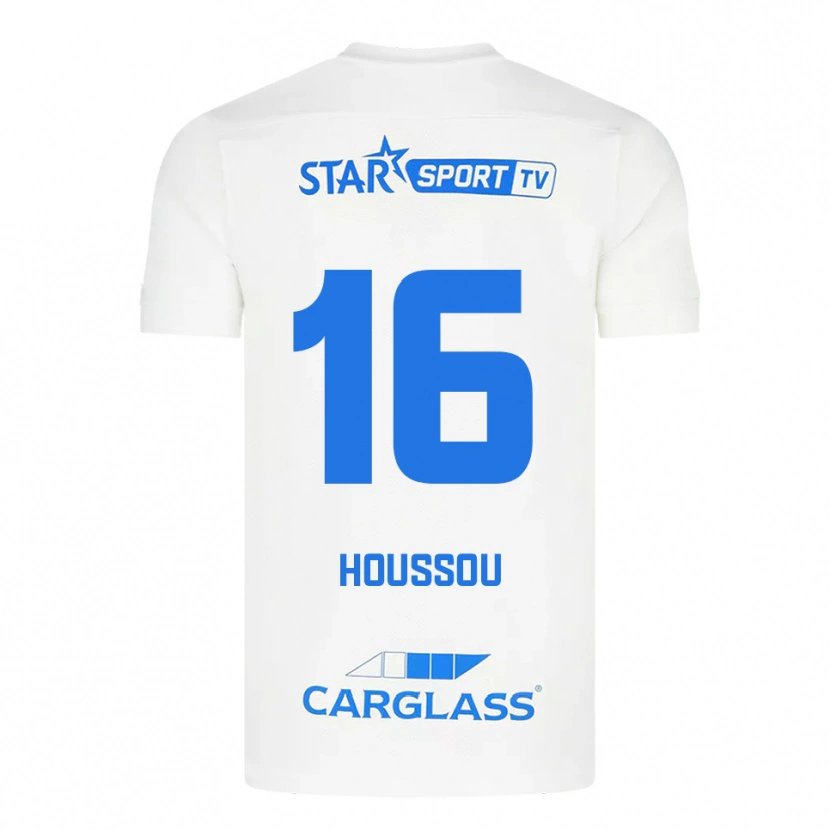 Danxen Niño Camiseta Josué Houssou #16 Blanco Azul 2ª Equipación 2025/26 La Camisa México