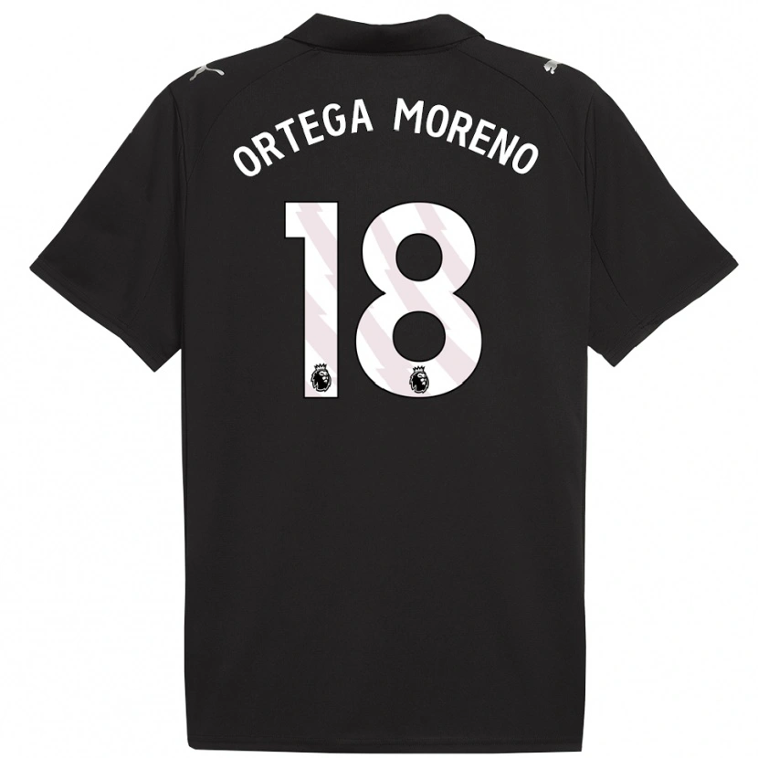 Danxen Niño Camiseta Stefan Ortega #18 Negro Blanco 2ª Equipación 2025/26 La Camisa México