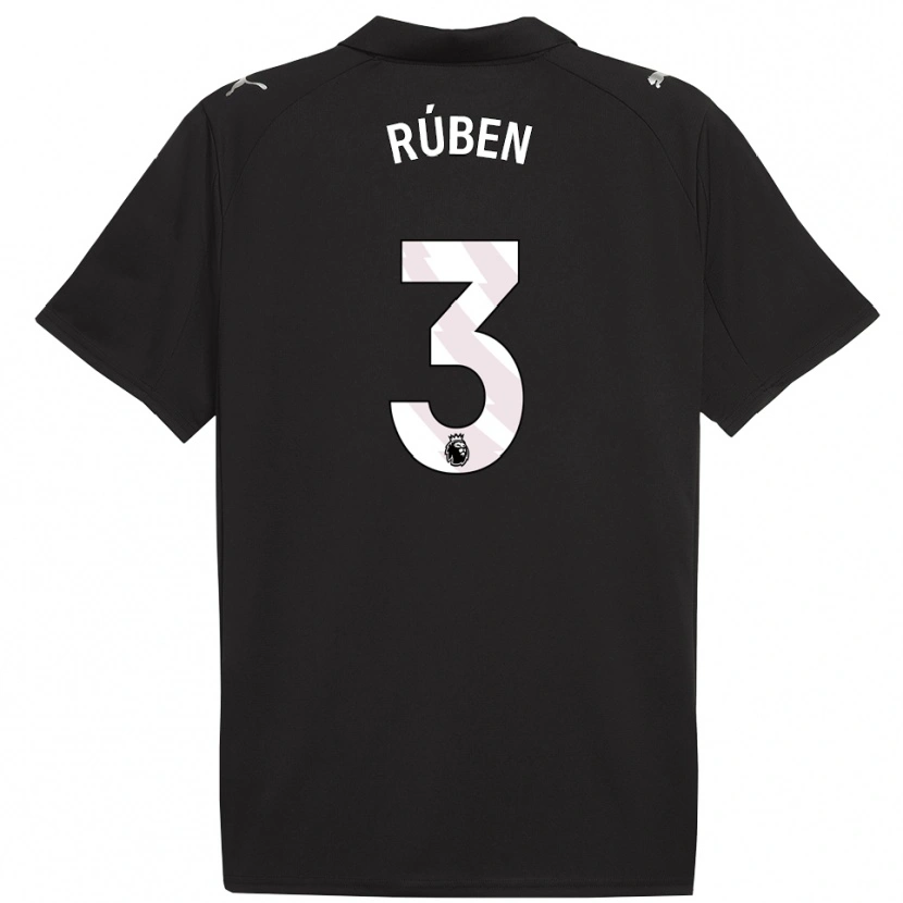 Danxen Niño Camiseta Rúben Dias #3 Negro Blanco 2ª Equipación 2025/26 La Camisa México