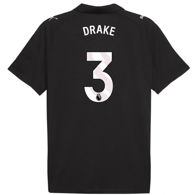 Danxen Niño Camiseta Leke Drake #3 Negro Blanco 2ª Equipación 2025/26 La Camisa México