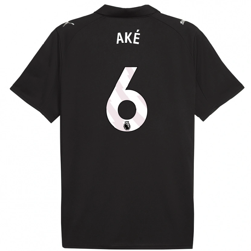 Danxen Niño Camiseta Nathan Aké #6 Negro Blanco 2ª Equipación 2025/26 La Camisa México