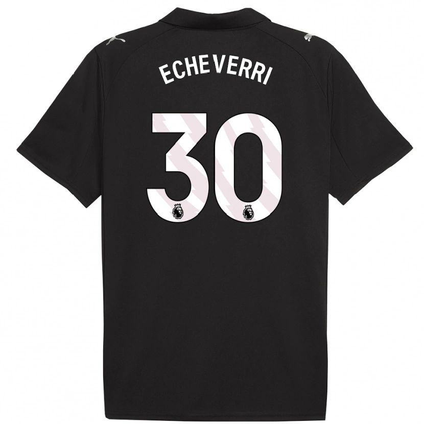 Danxen Niño Camiseta Claudio Echeverri #30 Negro Blanco 2ª Equipación 2025/26 La Camisa México