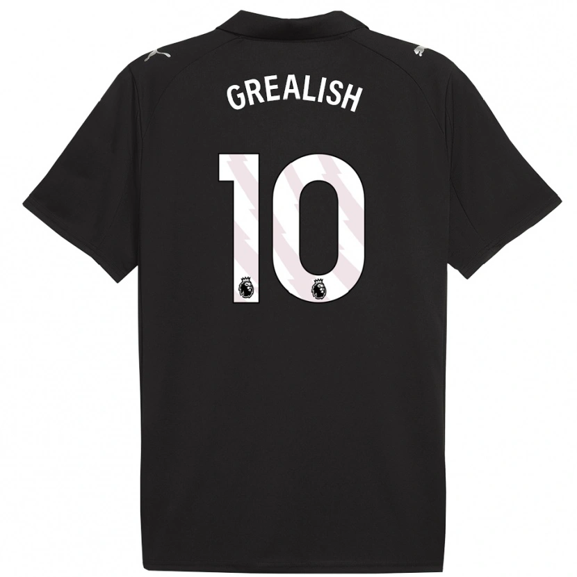 Danxen Niño Camiseta Jack Grealish #10 Negro Blanco 2ª Equipación 2025/26 La Camisa México