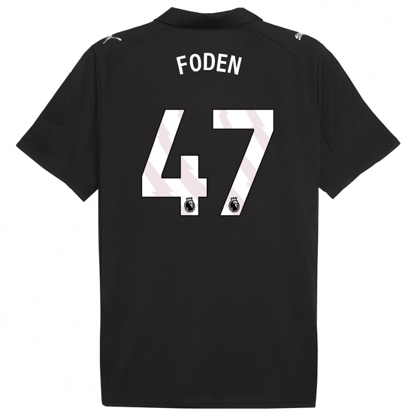 Danxen Niño Camiseta Phil Foden #47 Negro Blanco 2ª Equipación 2025/26 La Camisa México