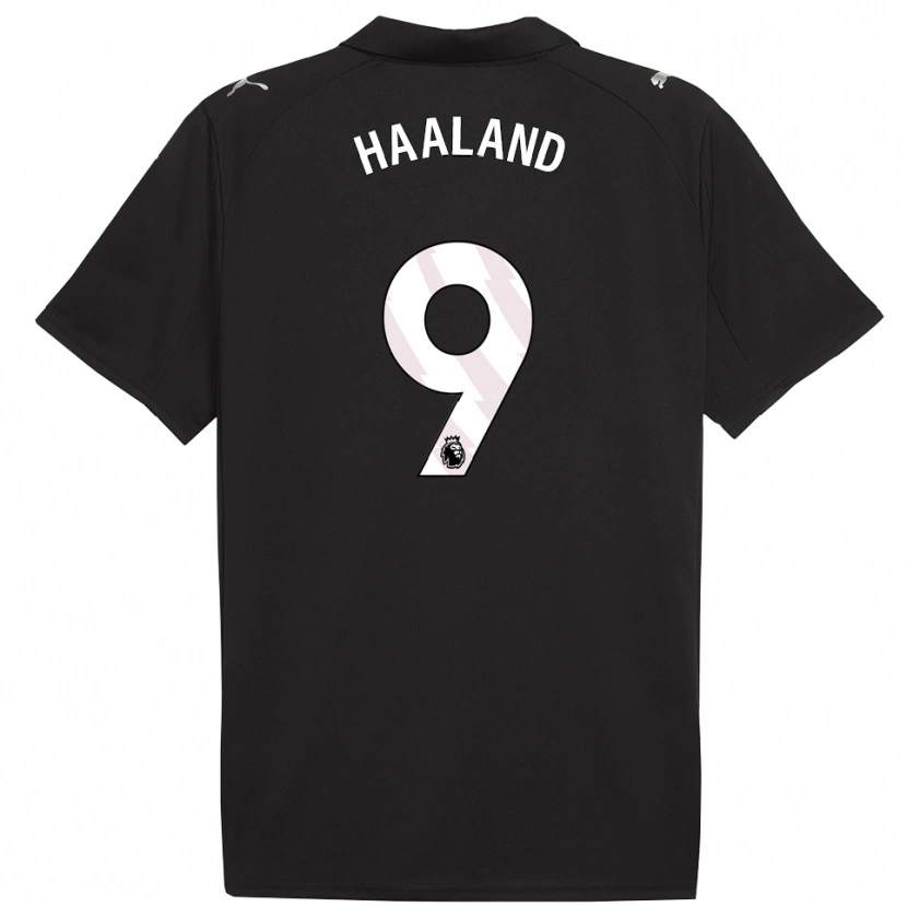 Danxen Niño Camiseta Erling Haaland #9 Negro Blanco 2ª Equipación 2025/26 La Camisa México