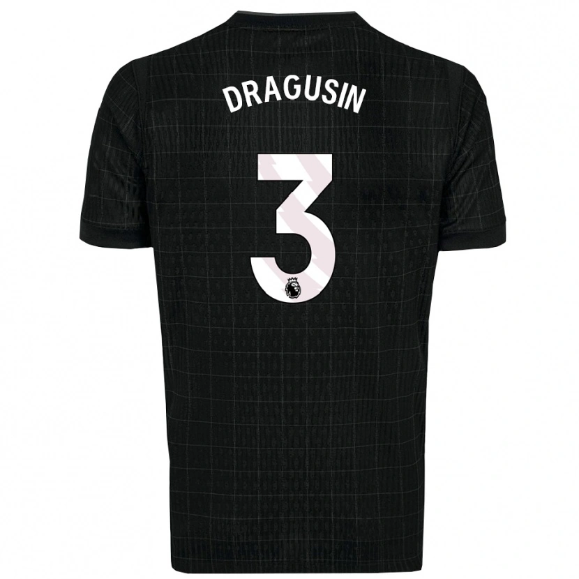 Danxen Niño Camiseta Radu Drăgușin #3 Negro Gris 2ª Equipación 2025/26 La Camisa México
