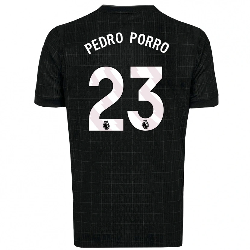 Danxen Niño Camiseta Pedro Porro #23 Negro Gris 2ª Equipación 2025/26 La Camisa México