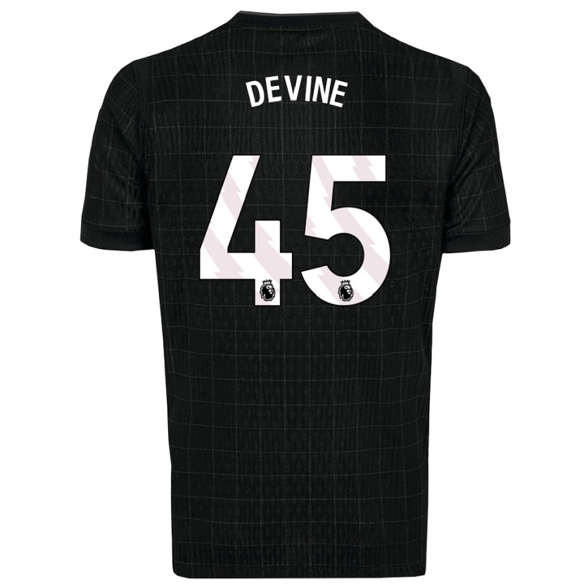 Danxen Niño Camiseta Alfie Devine #45 Negro Gris 2ª Equipación 2025/26 La Camisa México