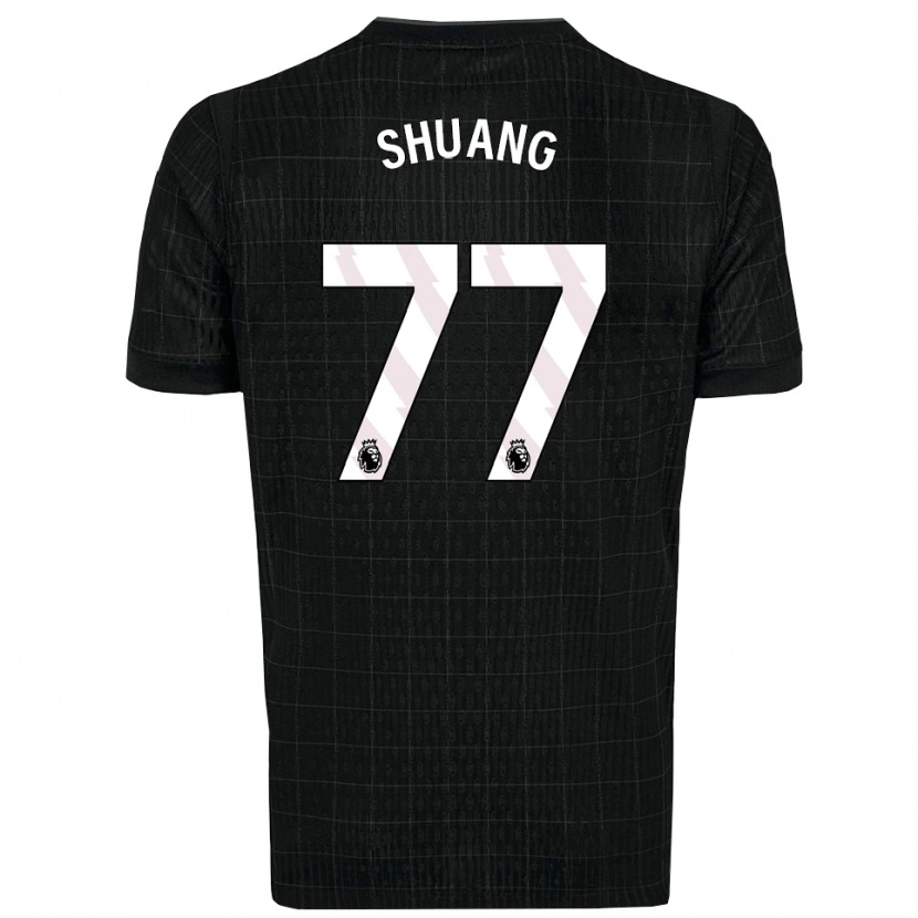 Danxen Niño Camiseta Wang Shuang #77 Negro Gris 2ª Equipación 2025/26 La Camisa México