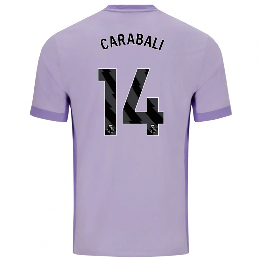 Danxen Niño Camiseta Jorelyn Andrea Carabalí Martínez #14 Morado Taro Blanco 2ª Equipación 2025/26 La Camisa México