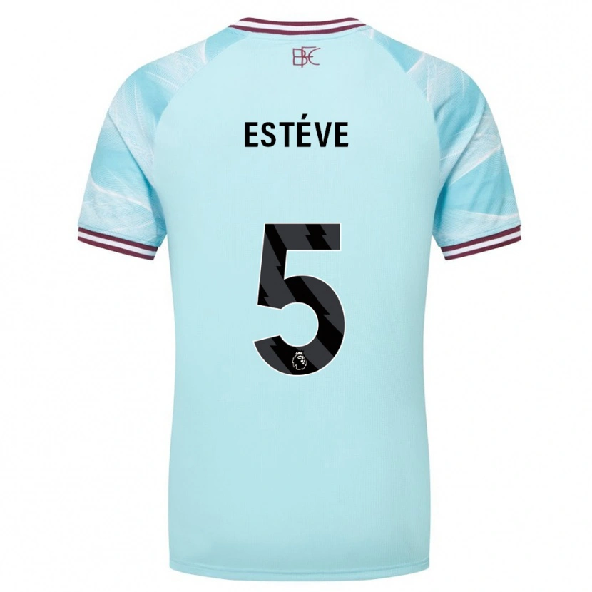 Danxen Niño Camiseta Maxime Estève #5 Celeste Borgoña 2ª Equipación 2025/26 La Camisa México
