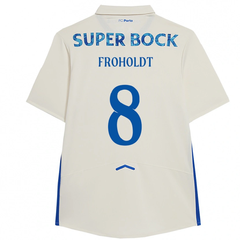 Danxen Niño Camiseta Victor Froholdt #8 Blanco Azul Equipación Tercera 2025/26 La Camisa México