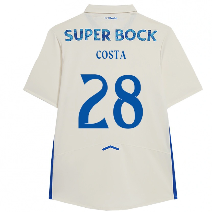 Danxen Niño Camiseta Bruno Costa #28 Blanco Azul Equipación Tercera 2025/26 La Camisa México