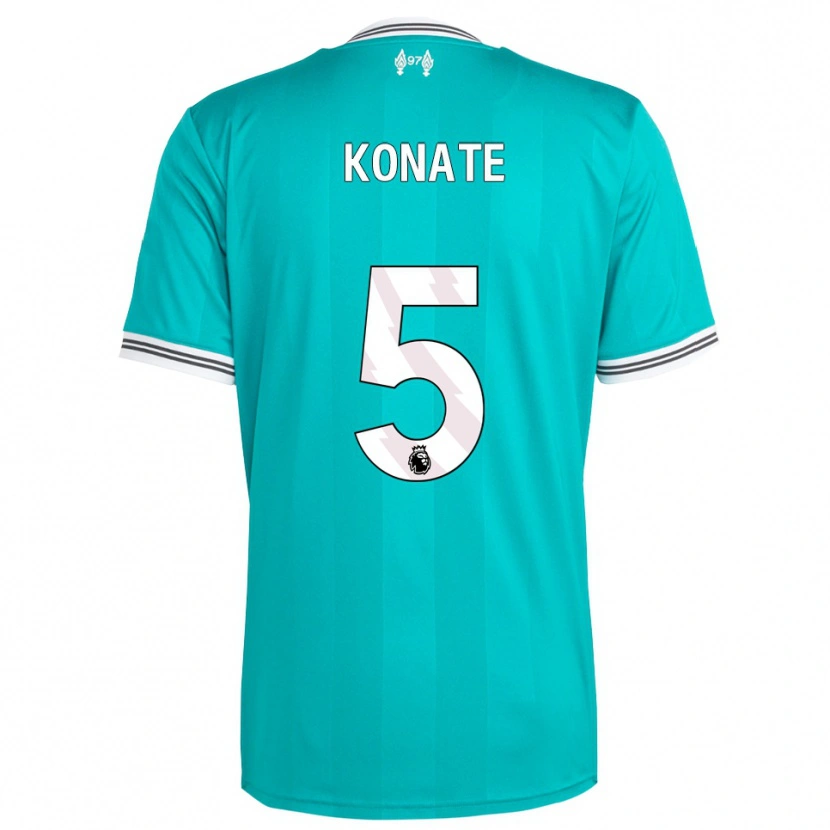 Danxen Niño Camiseta Ibrahima Konaté #5 Verde Blanco Equipación Tercera 2025/26 La Camisa México