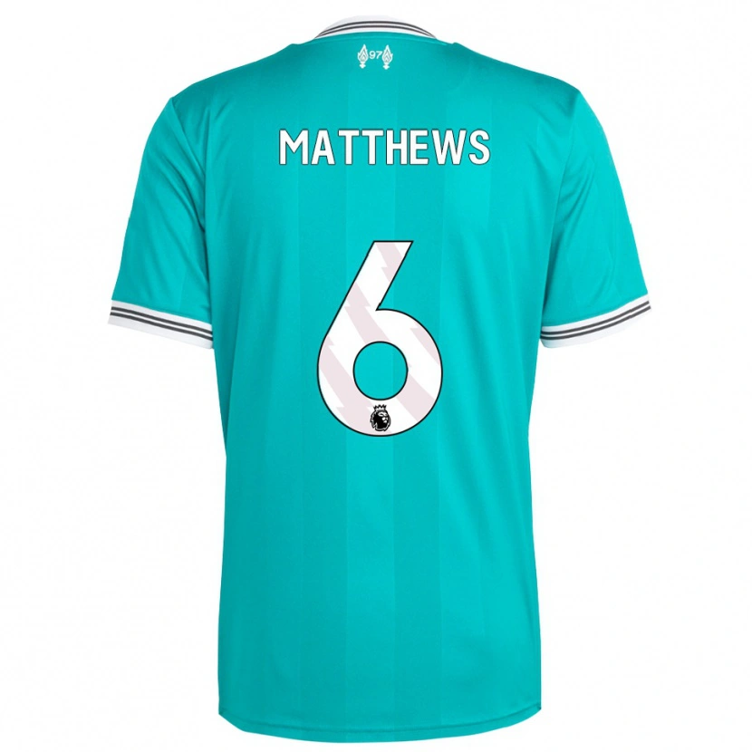Danxen Niño Camiseta Jasmine Matthews #6 Verde Blanco Equipación Tercera 2025/26 La Camisa México