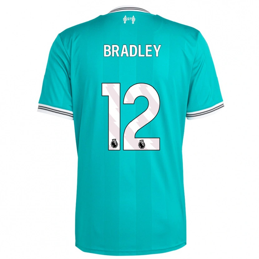 Danxen Niño Camiseta Conor Bradley #12 Verde Blanco Equipación Tercera 2025/26 La Camisa México