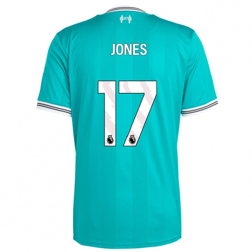 Danxen Niño Camiseta Curtis Jones #17 Verde Blanco Equipación Tercera 2025/26 La Camisa México