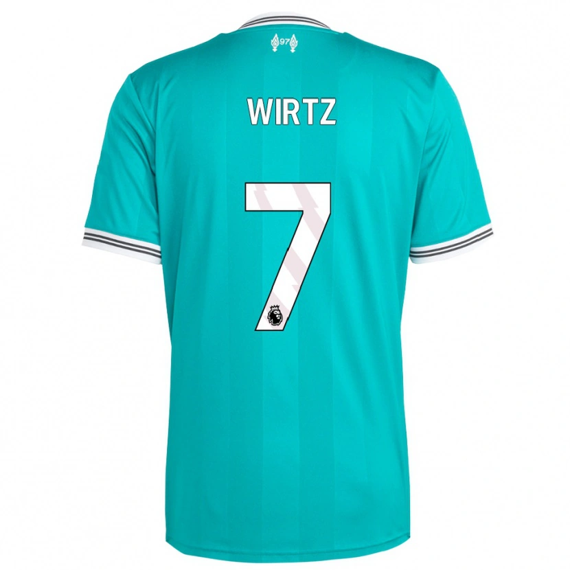 Danxen Niño Camiseta Florian Wirtz #7 Verde Blanco Equipación Tercera 2025/26 La Camisa México