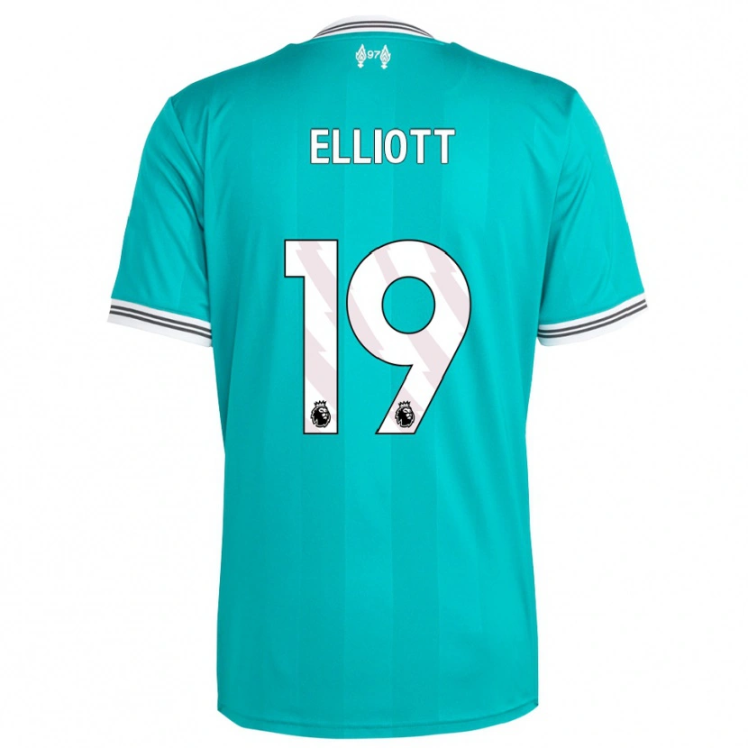 Danxen Niño Camiseta Harvey Elliott #19 Verde Blanco Equipación Tercera 2025/26 La Camisa México