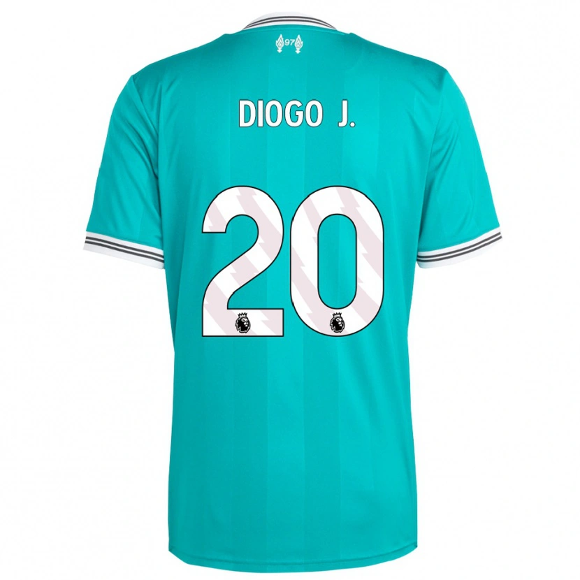 Danxen Niño Camiseta Diogo Jota #20 Verde Blanco Equipación Tercera 2025/26 La Camisa México