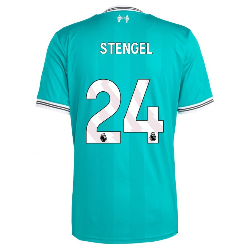 Danxen Niño Camiseta Katie Stengel #24 Verde Blanco Equipación Tercera 2025/26 La Camisa México