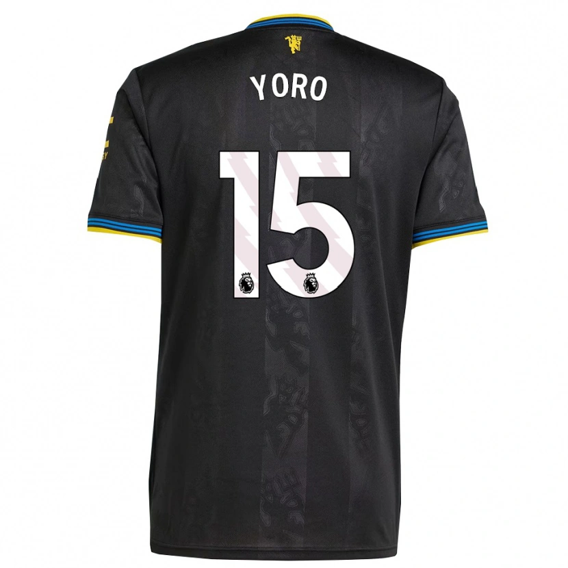 Danxen Niño Camiseta Leny Yoro #15 Negro Amarillo Azul Equipación Tercera 2025/26 La Camisa México