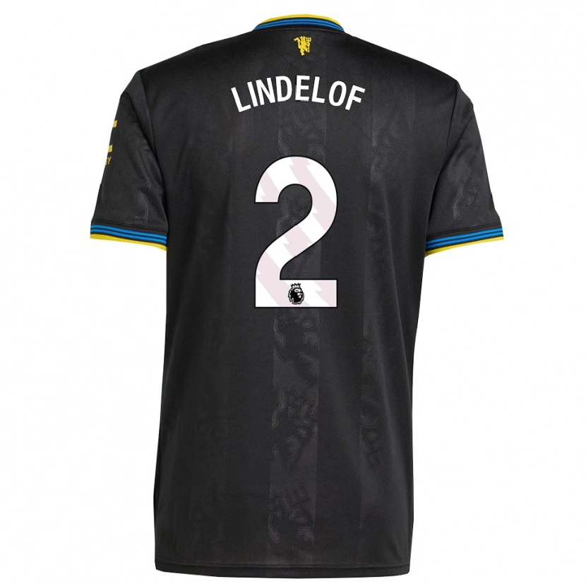 Danxen Niño Camiseta Victor Lindelof #2 Negro Amarillo Azul Equipación Tercera 2025/26 La Camisa México