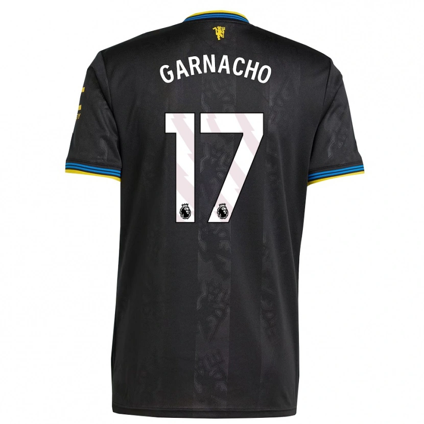Danxen Niño Camiseta Alejandro Garnacho #17 Negro Amarillo Azul Equipación Tercera 2025/26 La Camisa México