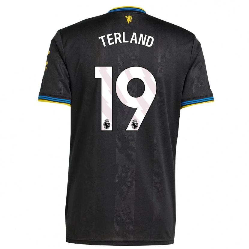 Danxen Niño Camiseta Elisabeth Terland #19 Negro Amarillo Azul Equipación Tercera 2025/26 La Camisa México