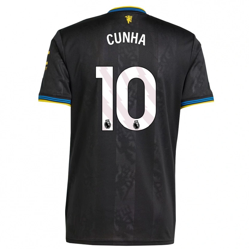 Danxen Niño Camiseta Matheus Cunha #10 Negro Amarillo Azul Equipación Tercera 2025/26 La Camisa México