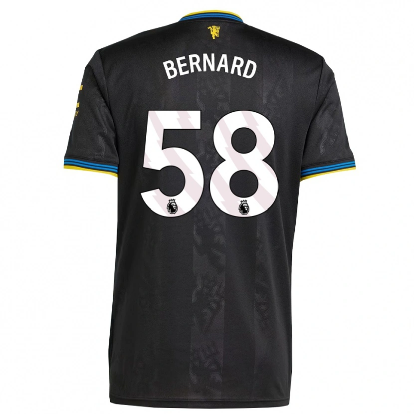 Danxen Niño Camiseta Bernard #58 Negro Amarillo Azul Equipación Tercera 2025/26 La Camisa México