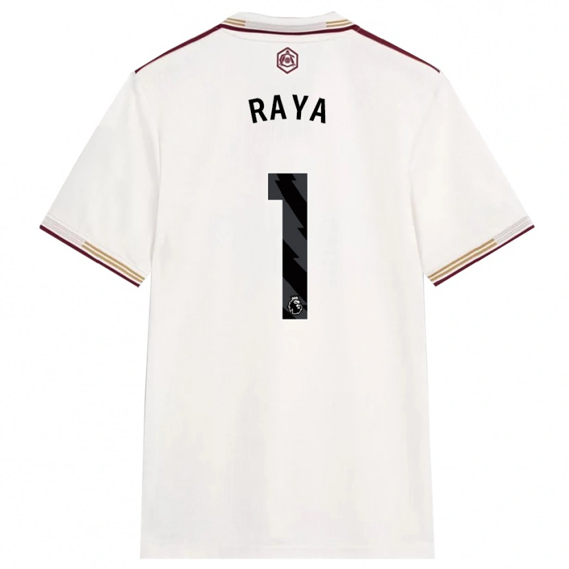 Danxen Niño Camiseta David Raya #1 Blanco Roto Borgoña Equipación Tercera 2025/26 La Camisa México