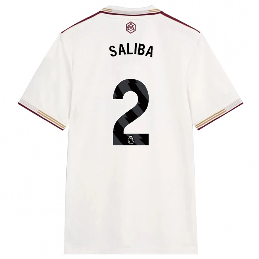 Danxen Niño Camiseta William Saliba #2 Blanco Roto Borgoña Equipación Tercera 2025/26 La Camisa México