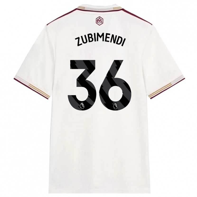 Danxen Niño Camiseta Martín Zubimendi #36 Blanco Roto Borgoña Equipación Tercera 2025/26 La Camisa México