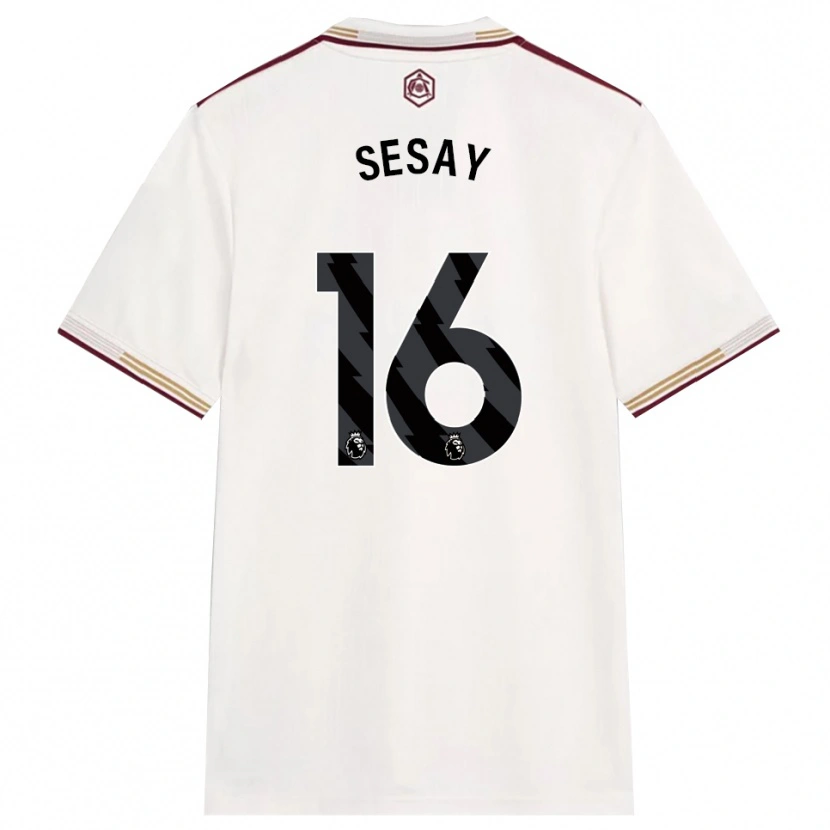 Danxen Niño Camiseta Joshua Sesay #16 Blanco Roto Borgoña Equipación Tercera 2025/26 La Camisa México