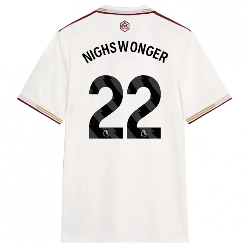 Danxen Niño Camiseta Jenna Nighswonger #22 Blanco Roto Borgoña Equipación Tercera 2025/26 La Camisa México
