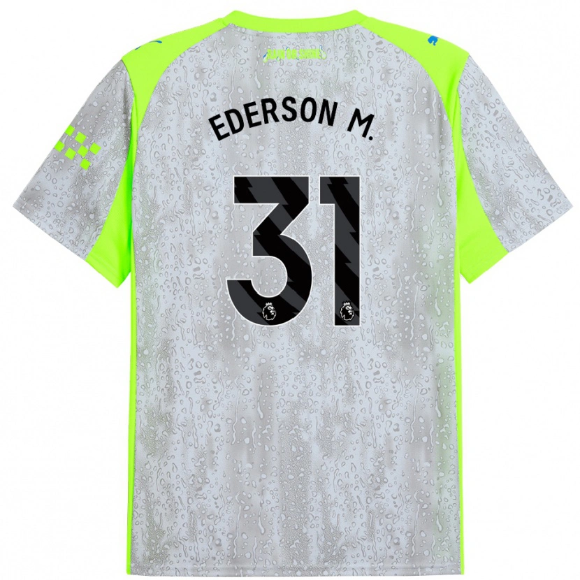 Danxen Niño Camiseta Ederson #31 Gris Amarillo Equipación Tercera 2025/26 La Camisa México