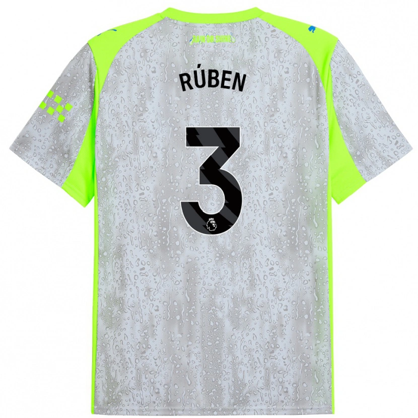 Danxen Niño Camiseta Rúben Dias #3 Gris Amarillo Equipación Tercera 2025/26 La Camisa México