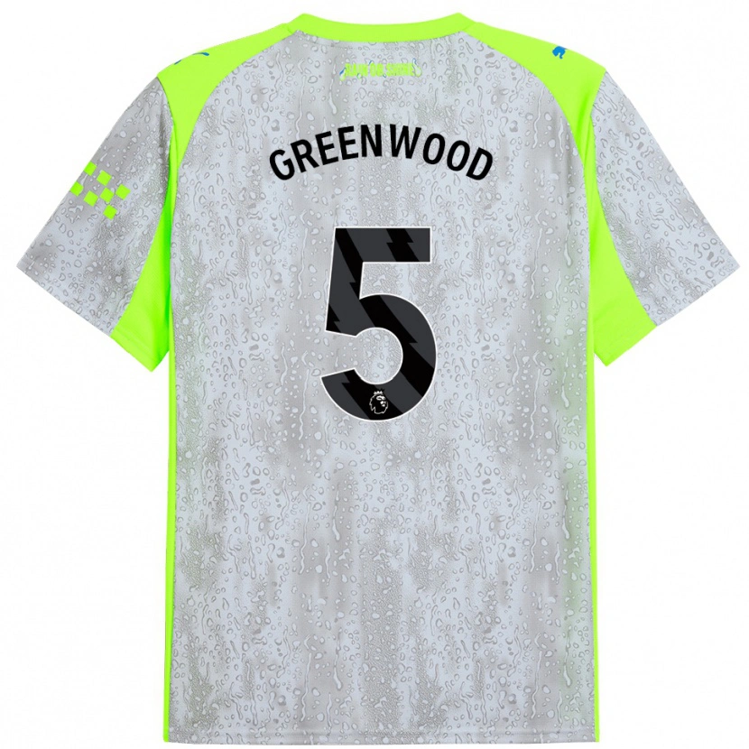 Danxen Niño Camiseta Alex Greenwood #5 Gris Amarillo Equipación Tercera 2025/26 La Camisa México