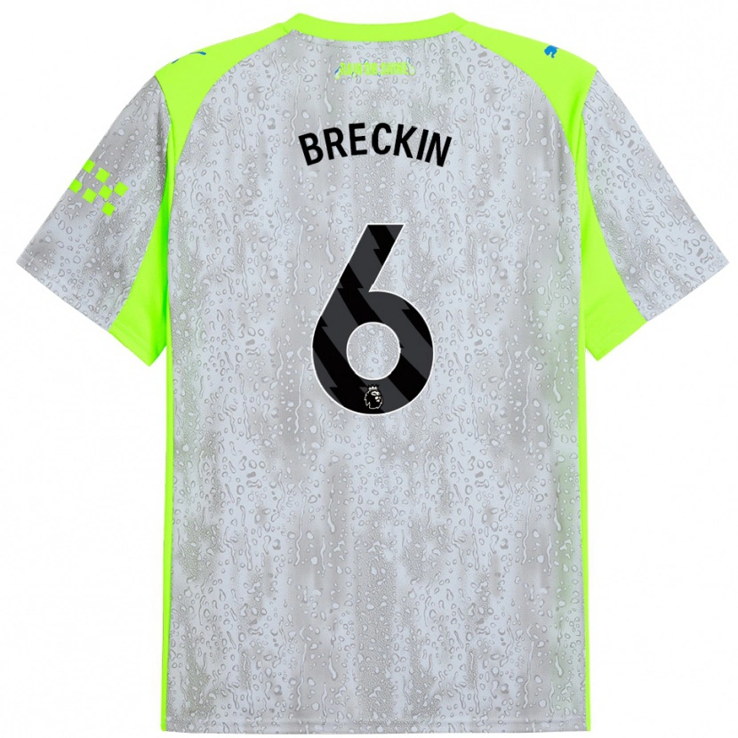 Danxen Niño Camiseta Kian Breckin #6 Gris Amarillo Equipación Tercera 2025/26 La Camisa México