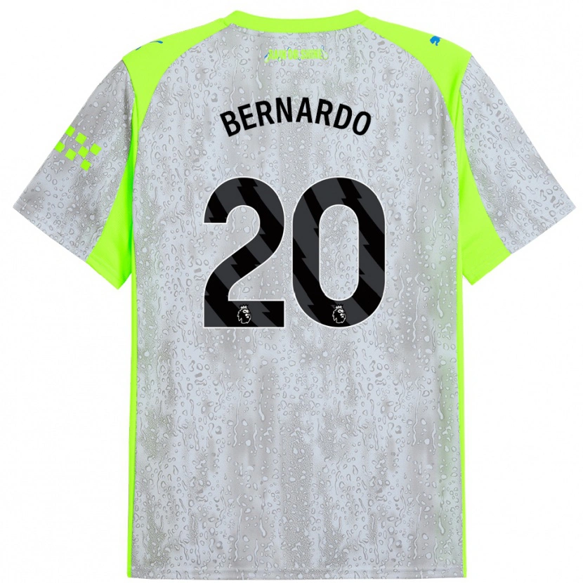Danxen Niño Camiseta Bernardo Silva #20 Gris Amarillo Equipación Tercera 2025/26 La Camisa México