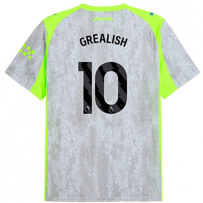 Danxen Niño Camiseta Jack Grealish #10 Gris Amarillo Equipación Tercera 2025/26 La Camisa México