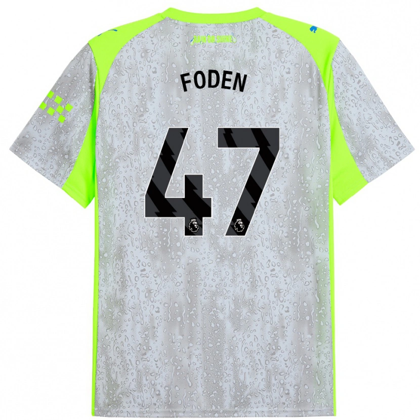 Danxen Niño Camiseta Phil Foden #47 Gris Amarillo Equipación Tercera 2025/26 La Camisa México