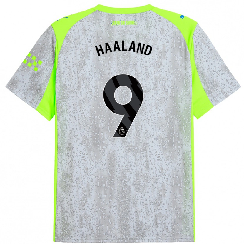 Danxen Niño Camiseta Erling Haaland #9 Gris Amarillo Equipación Tercera 2025/26 La Camisa México