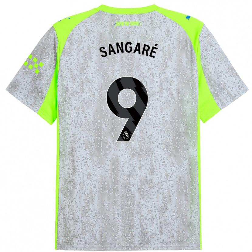 Danxen Niño Camiseta Mahamadou Sangaré #9 Gris Amarillo Equipación Tercera 2025/26 La Camisa México