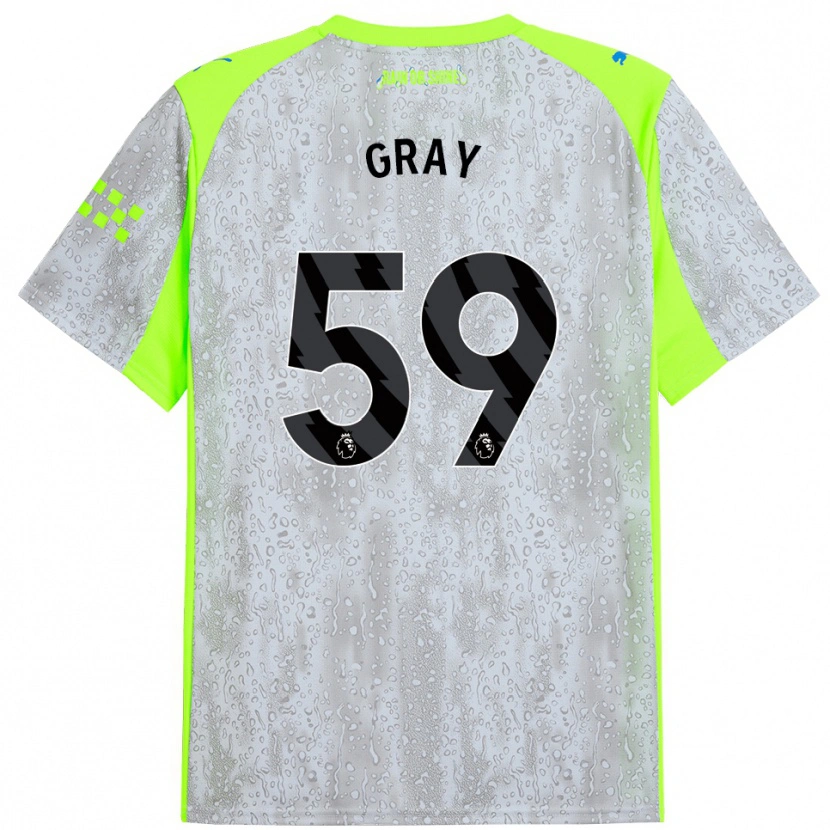Danxen Niño Camiseta Charlie Gray #59 Gris Amarillo Equipación Tercera 2025/26 La Camisa México